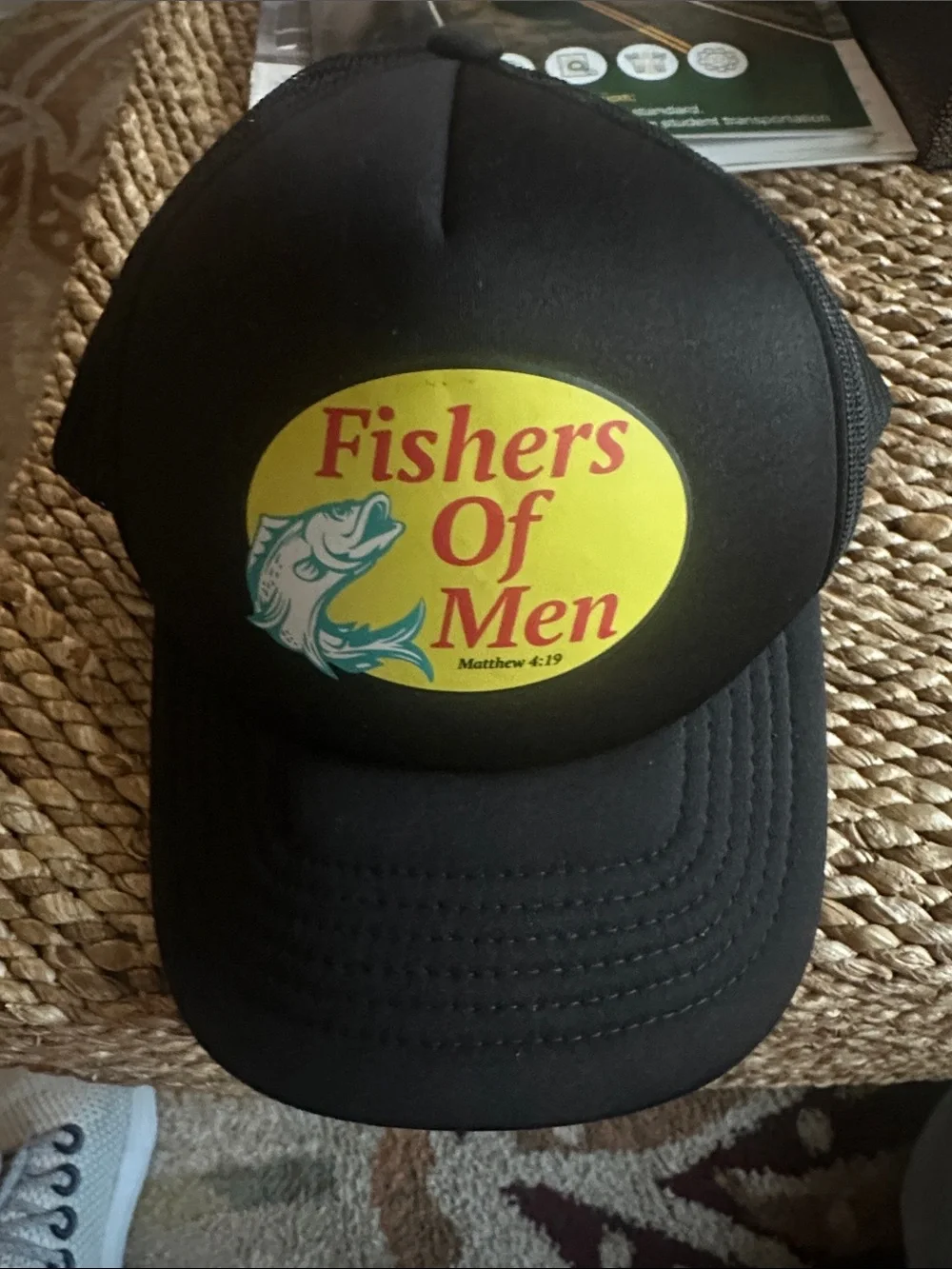 Fishers Of Men Black Trucker Hat with Yellow Logo OSFA